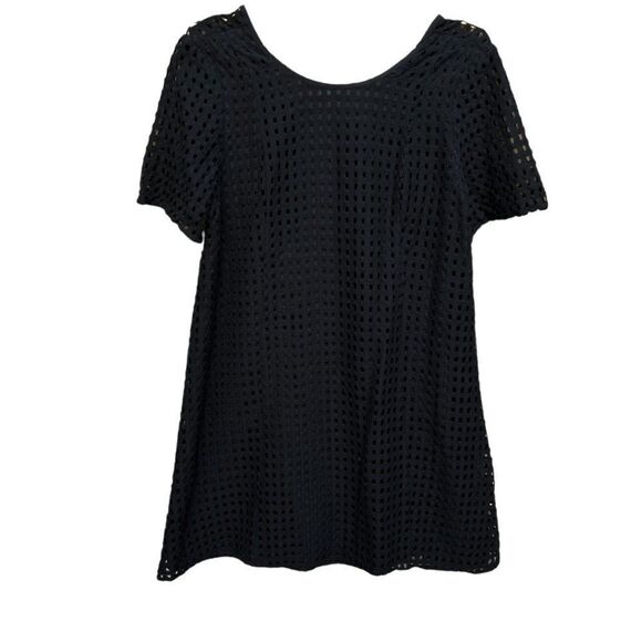 BCBGeneration Black Square Eyelet Lace Short Sleeve Open Back Dress - Picture 2 of 8